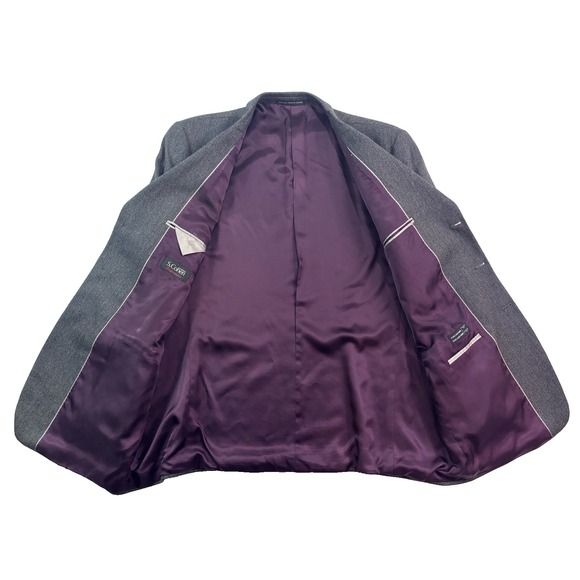 mens gray herringbone S Cohen 50L 50T tweed blazer jacket sport suit coat wool - Picture 3 of 11